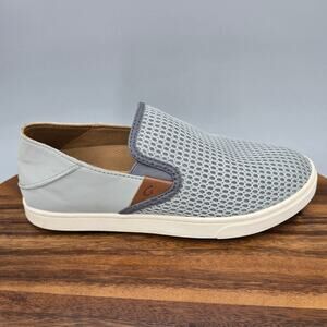 OluKai Pehuea Shoes Women's 7 Gray Mesh Slip On Low Top Comfort Casual Sneakers